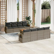Loungeset 9-delig poly rattan grijs