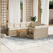 Loungeset 9-delig poly rattan beige