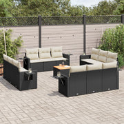 Loungeset 13-delig poly rattan zwart