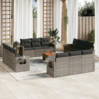 13-piece Lounge Set with Cushions Poly Rattan Grey