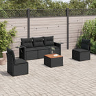 6-piece Lounge Set with cushions poly rattan black