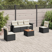 Loungeset 6-delig poly rattan zwart