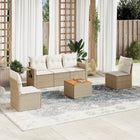 6-piece Lounge Set with cushions poly rattan beige