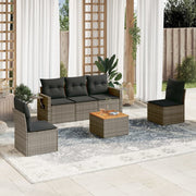 Loungeset 6-delig poly rattan grijs