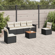 Loungeset 7-delig poly rattan zwart