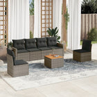 7-Delige Loungeset Met Kussens Poly Rattan Grijs