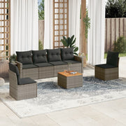 Loungeset 7-delig poly rattan grijs