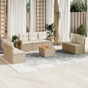 Loungeset 8-delig poly rattan beige