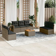 Loungeset 8-delig poly rattan grijs