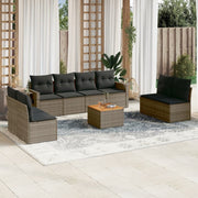 Loungeset 9-delig poly rattan grijs