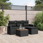Loungeset 5-delig poly rattan zwart