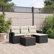 Loungeset 5-delig poly rattan zwart