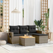 Loungeset 5-delig poly rattan grijs