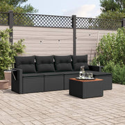 Loungeset poly rattan 6-delig zwart