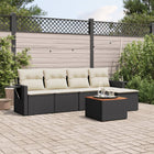 6-piece Lounge Set with cushions poly rattan black