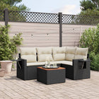 5-piece lounge set with cushions poly rattan black