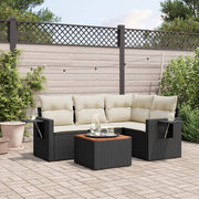 Loungeset 5-delig poly rattan zwart