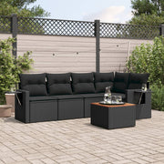 Loungeset 6-delig poly rattan zwart