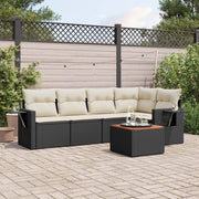 Loungeset 6-delig poly rattan zwart