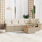 6-piece Lounge Set with cushions poly rattan beige