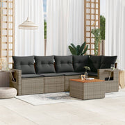 Loungeset 6-delig poly rattan grijs