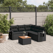 Loungeset 6-delig poly rattan zwart