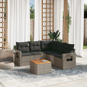 Loungeset 6-delig poly rattan grijs