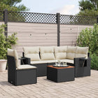 6-piece Lounge Set with cushions poly rattan black