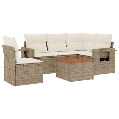 6-Delige Loungeset Met Kussens Poly Rattan Beige