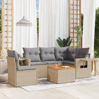 6-piece Lounge Set with Cushions Poly Rattan Mixed Beige