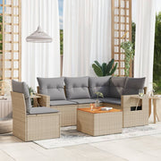 Loungeset 6-delig poly rattan gemengd beige