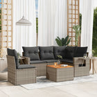 6-piece Lounge Set with Cushions Poly Rattan Grey