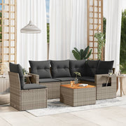 Loungeset 6-delig poly rattan grijs