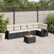 Loungeset 7-delig poly rattan zwart