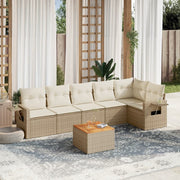 Loungeset 7-delig poly rattan beige