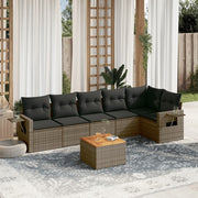 Loungeset 7-delig poly rattan grijs