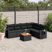 Loungeset 7-delig poly rattan zwart