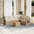 7-Delige Loungeset Met Kussens Poly Rattan Beige