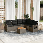 7-Delige Loungeset Met Kussens Poly Rattan Grijs