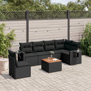 Loungeset 7-delig poly rattan zwart