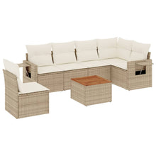 7-Delige Loungeset Met Kussens Poly Rattan Beige