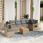 7-Delige Loungeset Met Kussens Poly Rattan Gemengd Beige