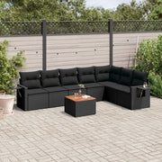 Loungeset 8-delig poly rattan zwart
