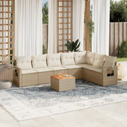 Loungeset 8-delig poly rattan beige met opbergfunctie