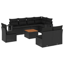9-Delige Loungeset Met Kussens Poly Rattan Zwart