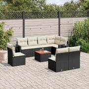 Loungeset 9-delig poly rattan zwart