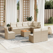 Loungeset 9-delig poly rattan beige
