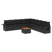 10-Delige Loungeset Met Kussens Poly Rattan Zwart