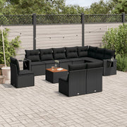 Loungeset 11-delig poly rattan zwart