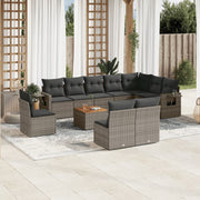 Loungeset 11-delig poly rattan grijs